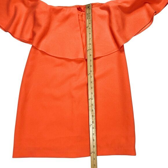 Trina Turk Off-the-Shoulder Dress Womens 8 Orange Mirador Cocktail Eveningwear - Picture 13 of 16